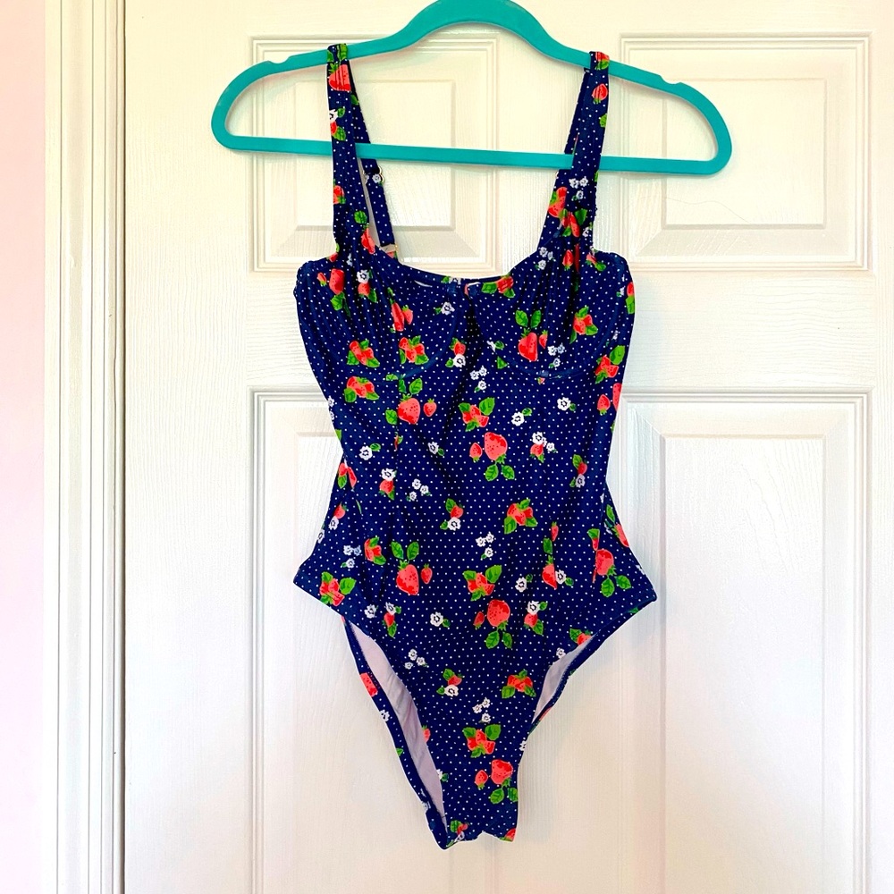 ModCloth Strawberry Print Underwire Swimsuit